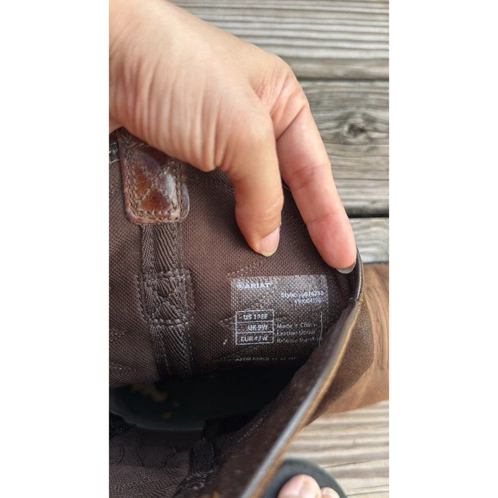 Ariat Groundbreaker Mens Pull On Work Boots Leather Distres Brown Size 10EE Wide